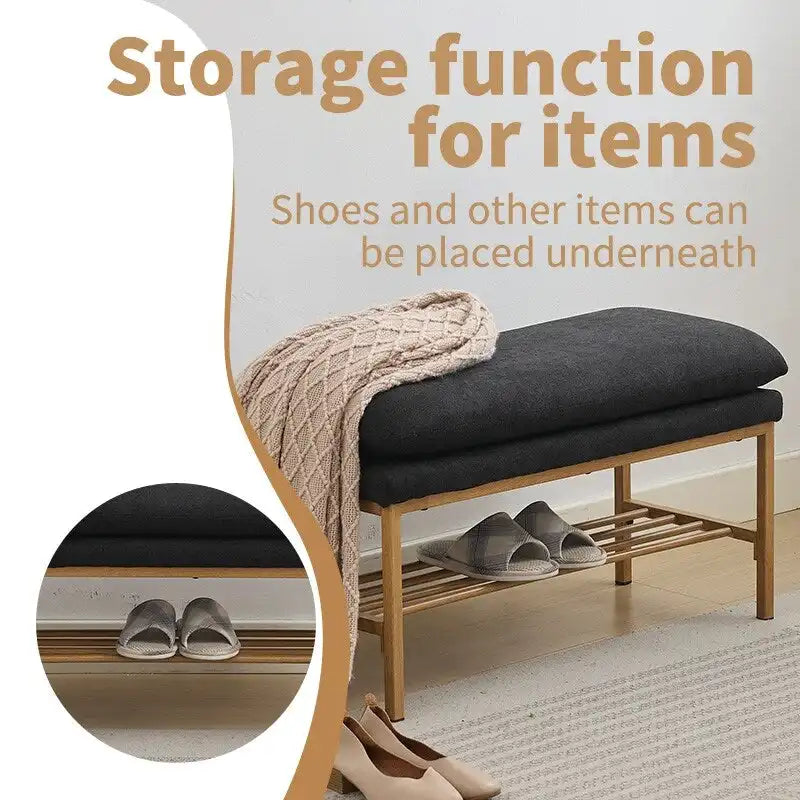 Linen Upholstered Storage Shoe Bench
