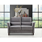 2 Pieces Mid Century Modern Upholstered Sloped Arms Living Room Set, Loveseat and Sofa