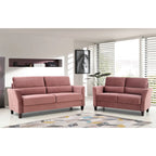 2 Pieces Mid Century Modern Upholstered Sloped Arms Living Room Set, Loveseat and Sofa