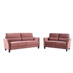 2 Pieces Mid Century Modern Upholstered Sloped Arms Living Room Set, Loveseat and Sofa
