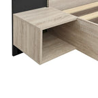 Queen Floating Bed Frame Modern Wooden Platform Bed with 2 Bedside Nightstand and LED Lights, No Box Spring Needed
