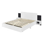 Queen Floating Bed Frame Modern Wooden Platform Bed with 2 Bedside Nightstand and LED Lights, No Box Spring Needed