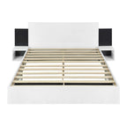Queen Floating Bed Frame Modern Wooden Platform Bed with 2 Bedside Nightstand and LED Lights, No Box Spring Needed