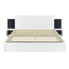 Queen Floating Bed Frame Modern Wooden Platform Bed with 2 Bedside Nightstand and LED Lights, No Box Spring Needed