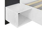 Queen Floating Bed Frame Modern Wooden Platform Bed with 2 Bedside Nightstand and LED Lights, No Box Spring Needed