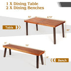 Costway 3 Pieces Picnic Table Set Acacia Wood Table Bench with Steel