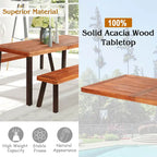Costway 3 Pieces Picnic Table Set Acacia Wood Table Bench with Steel
