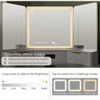Modern Fluted Makeup Vanity Desk with 3 Way Mirror&Light, Vanity Table