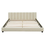 Double Upholstered Platform Bed Queen Size & Twin XL Size, PU Leather Mother & Child Bed Floor Bed Daybed for Bedroom