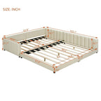 Double Upholstered Platform Bed Queen Size & Twin XL Size, PU Leather Mother & Child Bed Floor Bed Daybed for Bedroom