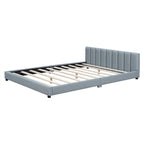 Double Upholstered Platform Bed Queen Size & Twin XL Size, PU Leather Mother & Child Bed Floor Bed Daybed for Bedroom