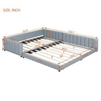 Double Upholstered Platform Bed Queen Size & Twin XL Size, PU Leather Mother & Child Bed Floor Bed Daybed for Bedroom