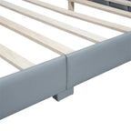 Double Upholstered Platform Bed Queen Size & Twin XL Size, PU Leather Mother & Child Bed Floor Bed Daybed for Bedroom