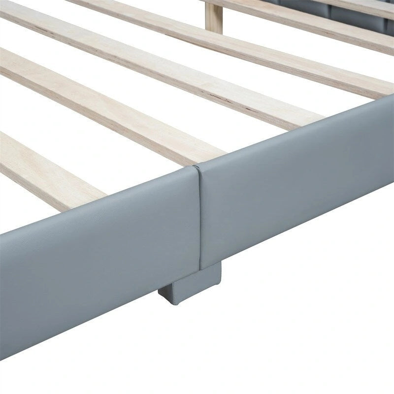 Double Upholstered Platform Bed Queen Size & Twin XL Size, PU Leather Mother & Child Bed Floor Bed Daybed for Bedroom