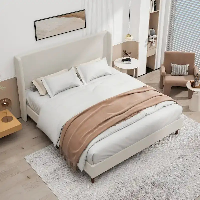 Luxurious Upholstered King Bed Frame with Exceptional Support