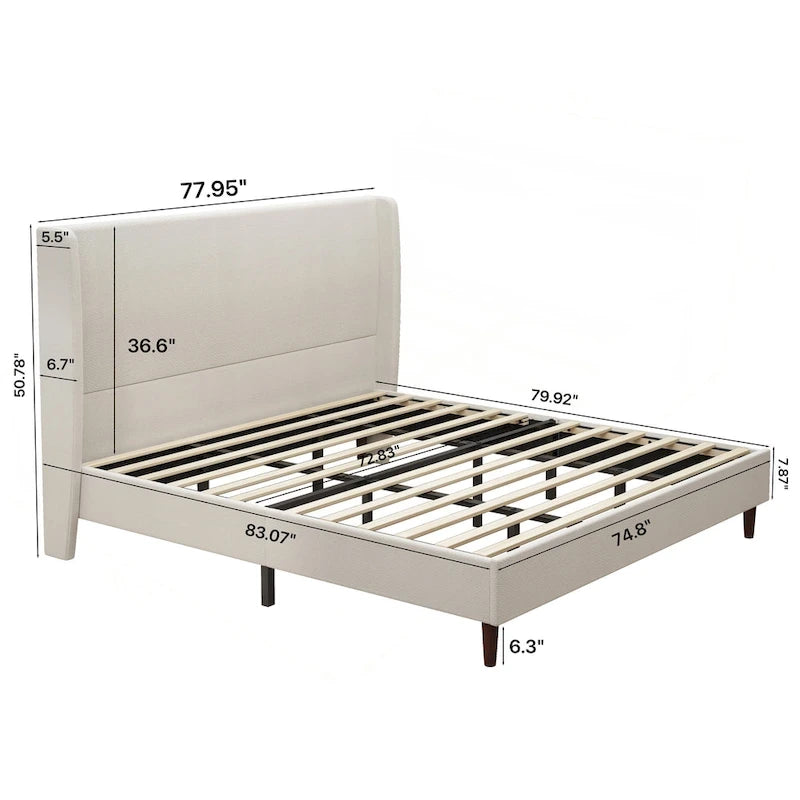 Luxurious Upholstered King Bed Frame with Exceptional Support