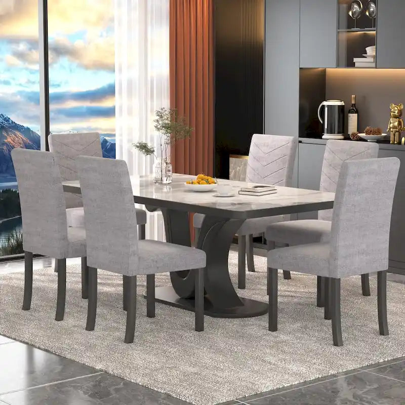 VECELO Upholstered Dining Chairs Set of 6 Parson Classic Upholstered Dining Chair,Modern 37 Parson Chairs