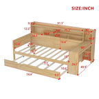 Twin/Full Size Multifunctional Daybed with Storage Shelves and Desk, Wooden Platform Bed Frame with Twin Size Trundle