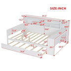 Twin/Full Size Multifunctional Daybed with Storage Shelves and Desk, Wooden Platform Bed Frame with Twin Size Trundle