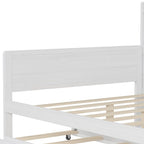 Twin/Full Size Multifunctional Daybed with Storage Shelves and Desk, Wooden Platform Bed Frame with Twin Size Trundle