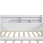Twin/Full Size Multifunctional Daybed with Storage Shelves and Desk, Wooden Platform Bed Frame with Twin Size Trundle