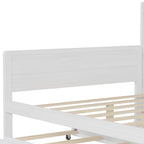 Twin/Full Size Multifunctional Daybed with Storage Shelves and Desk, Wooden Platform Bed Frame with Twin Size Trundle