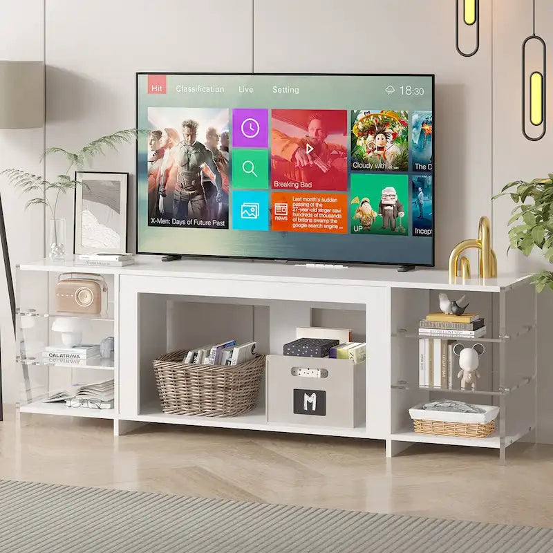 VECELO 70 Rustic TV Stand without/with Fireplace Heater(2 Options),Media Entertainment Center Table with Storage Shelves