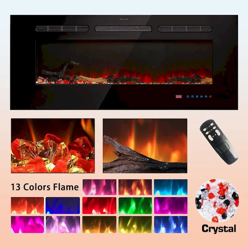 VECELO 70 Rustic TV Stand without/with Fireplace Heater(2 Options),Media Entertainment Center Table with Storage Shelves