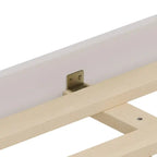 Modern Queen Size Wood Bed with Hidden LED Light Upholstered Curved Headboard, No Box Spring Needed, Cream Grey