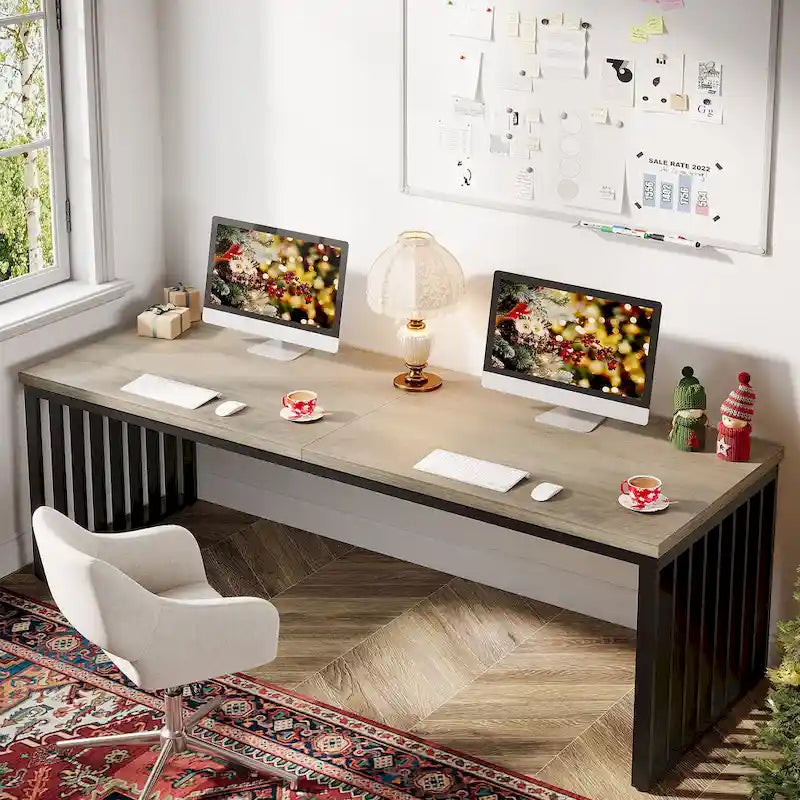 78.7-Inch 2 Person Computer Desk, Wood Writing Executive Desk for Home Office