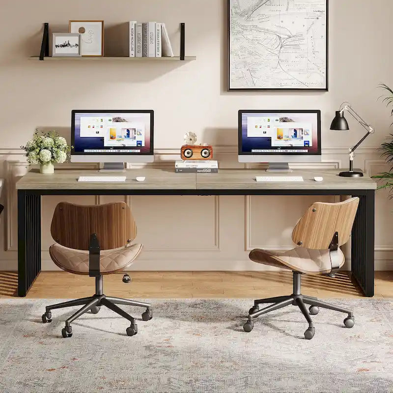 78.7-Inch 2 Person Computer Desk, Wood Writing Executive Desk for Home Office