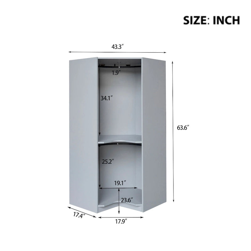 Polygon Corner Wardrobe with 2-Doors