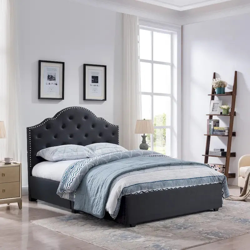 Cordeaux Queen-size Tufted Upholstered Bed by Christopher Knight Home