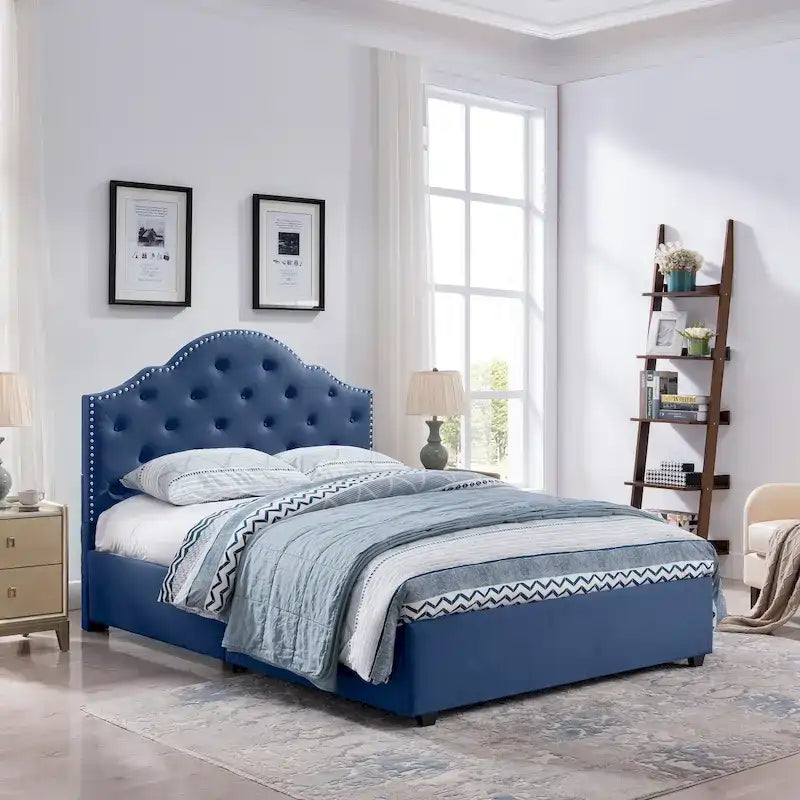 Cordeaux Queen-size Tufted Upholstered Bed by Christopher Knight Home