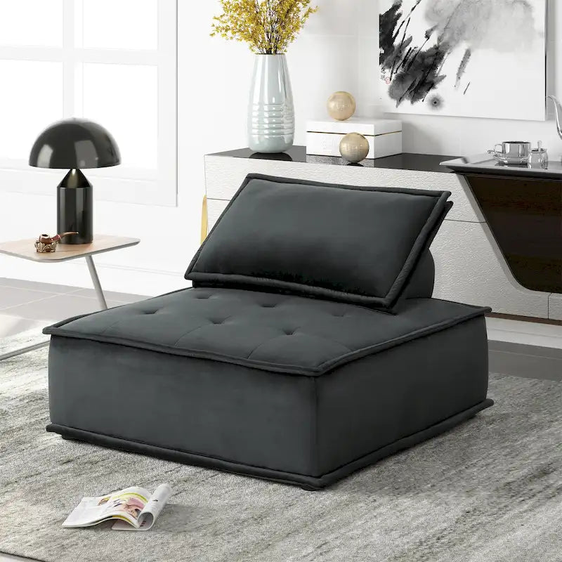 Velvet Armless Lounge Chair