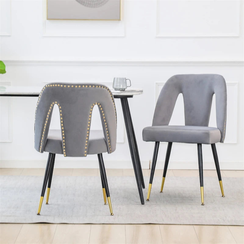 Clihome Set of 2 Contemporary Velvet Upholstered Dining Chair