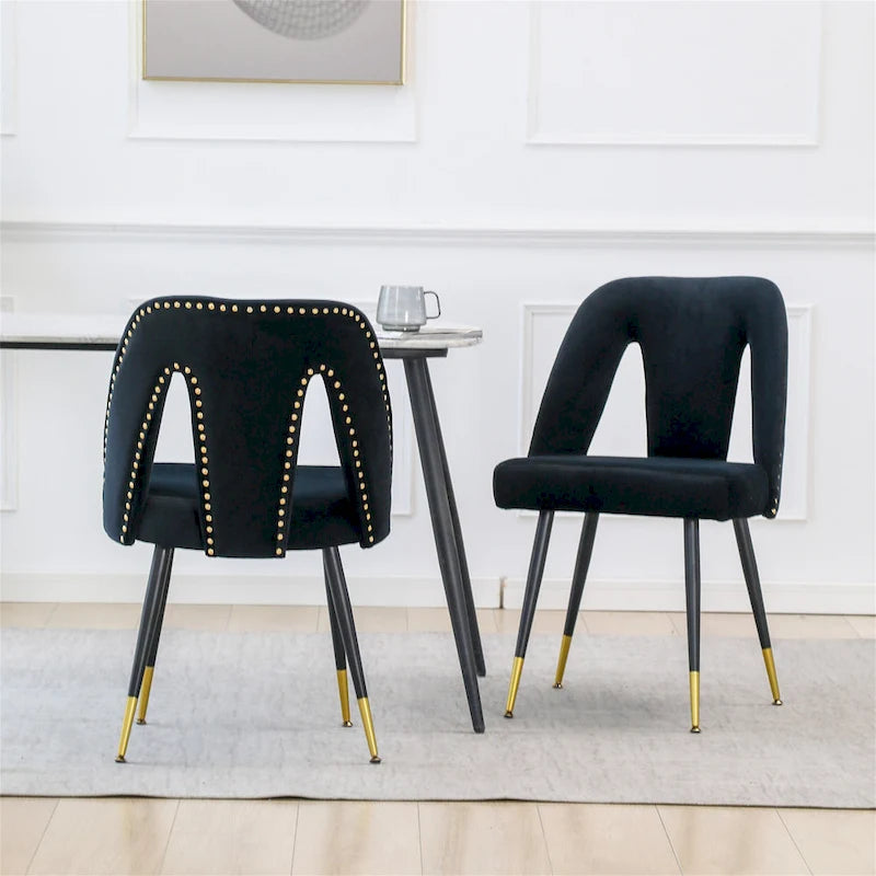 Clihome Set of 2 Contemporary Velvet Upholstered Dining Chair