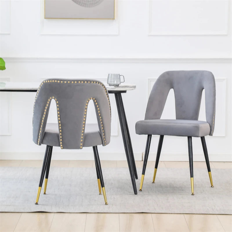 Clihome Set of 2 Contemporary Velvet Upholstered Dining Chair