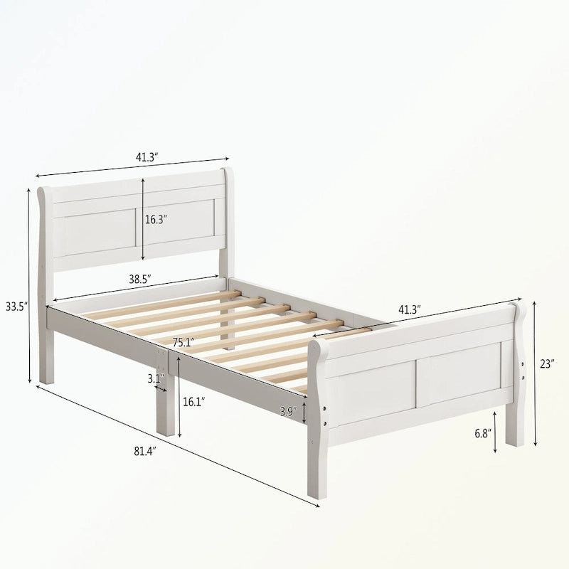 Wood Platform Bed with Headboard/Footboard/Wood Slat Support