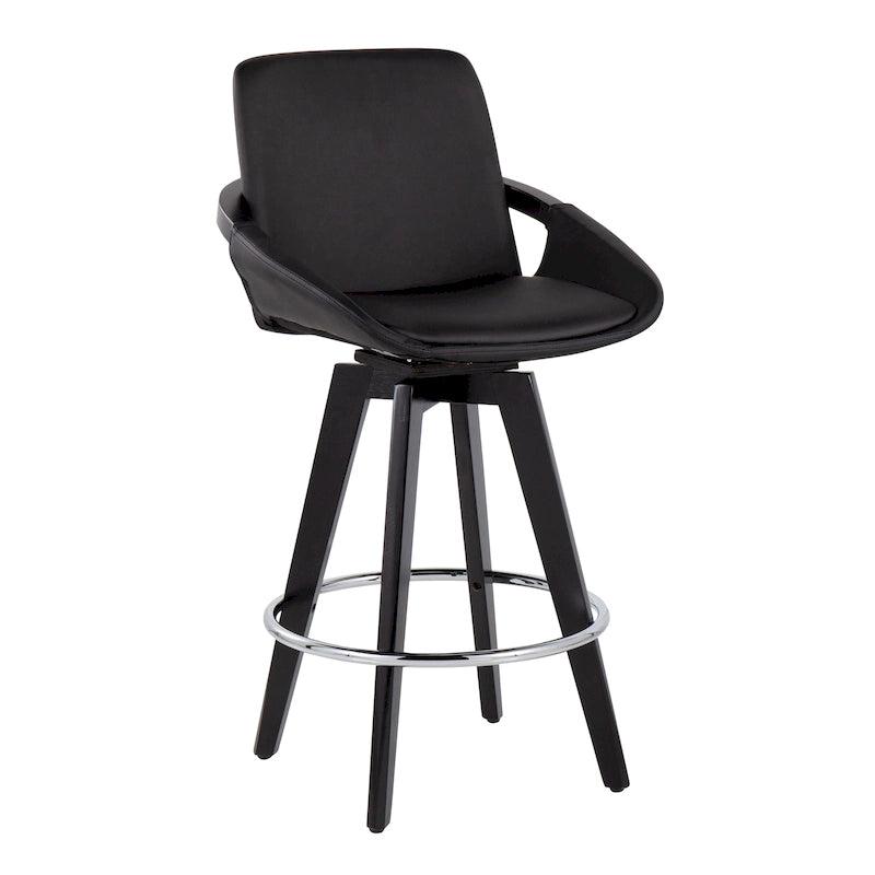 Carson Carrington Pugo Fixed-Height Counter Stool with Black Wood Base (Set of 2)