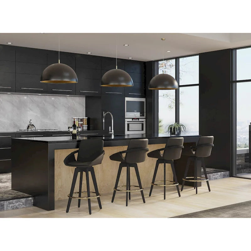 Carson Carrington Pugo Fixed-Height Counter Stool with Black Wood Base (Set of 2)