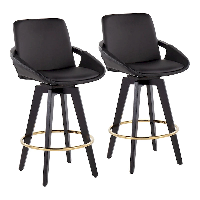 Carson Carrington Pugo Fixed-Height Counter Stool with Black Wood Base (Set of 2)
