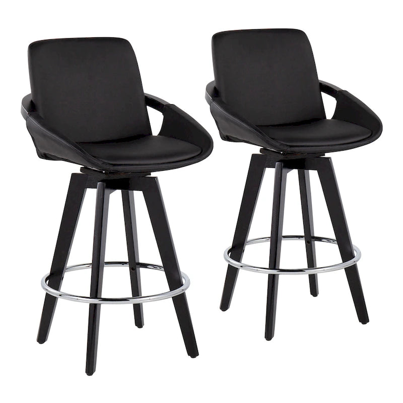 Carson Carrington Pugo Fixed-Height Counter Stool with Black Wood Base (Set of 2)