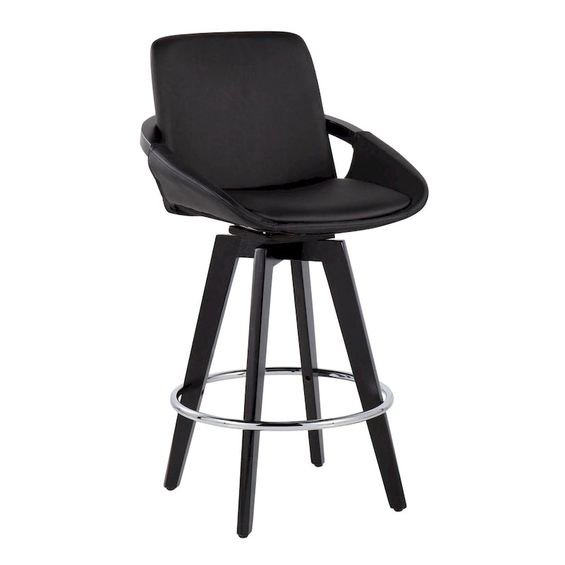 Carson Carrington Pugo Fixed-Height Counter Stool with Black Wood Base (Set of 2)