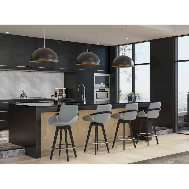 Carson Carrington Pugo Fixed-Height Counter Stool with Black Wood Base (Set of 2)