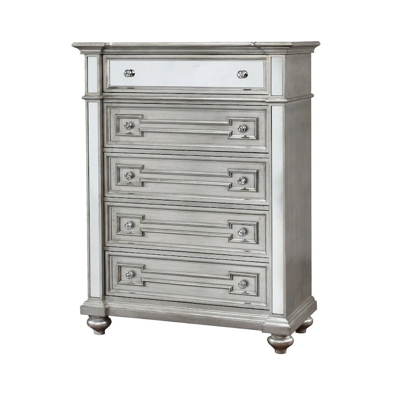 Eaen Glam Champagne Solid Wood 5-Drawer Chest by Furniture of America