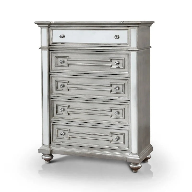 Eaen Glam Champagne Solid Wood 5-Drawer Chest by Furniture of America