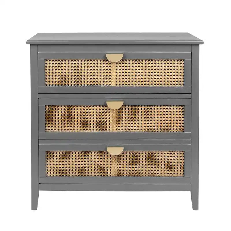 3 Drawers Rattan Storage Cabinet for Bedroom Living Room