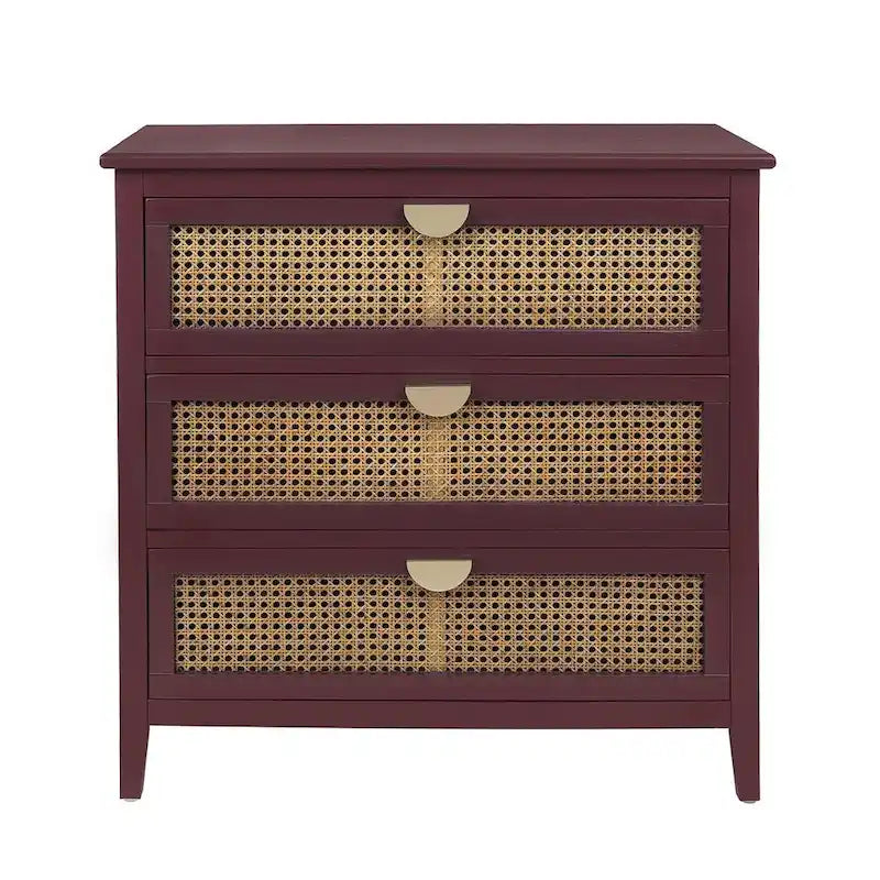 3 Drawers Rattan Storage Cabinet for Bedroom Living Room