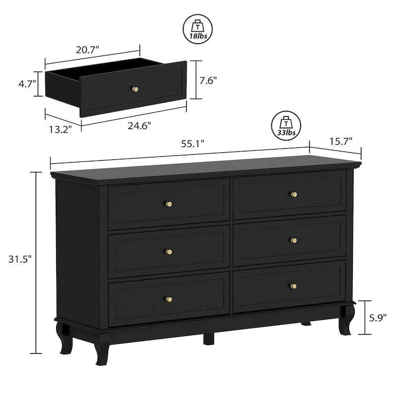 Drawer Lacquer Double Dresser Chest Organizer Bedroom Universal Design